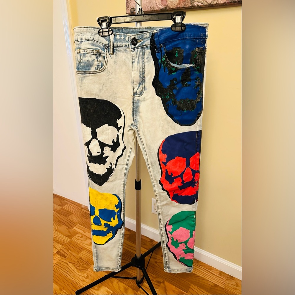 Waimea Skinny Skull Blue Jeans Size 32